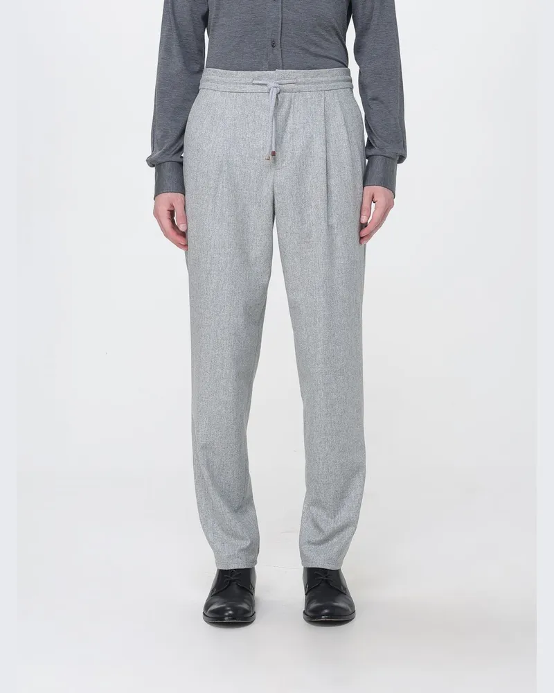 Brunello Cucinelli Slim-Fit-Hose aus Schurwolle mit Kordelzug am Bund Grau