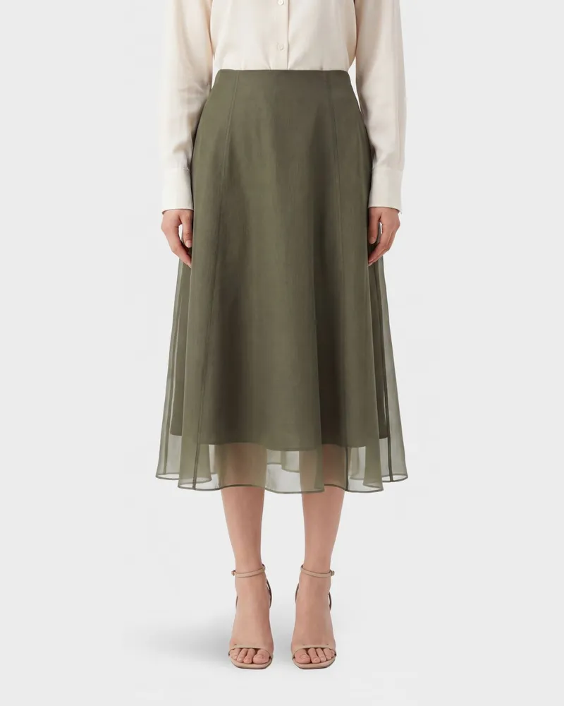 Brunello Cucinelli Seiden-Midirock Circle Grün
