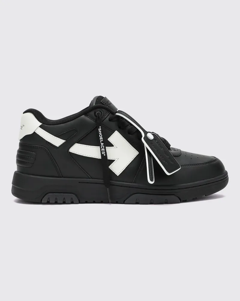 OFF-WHITE Out Of Office Low-Top-Sneakers aus Leder und Mesh mit perforierter Zehenkappe Schwarz
