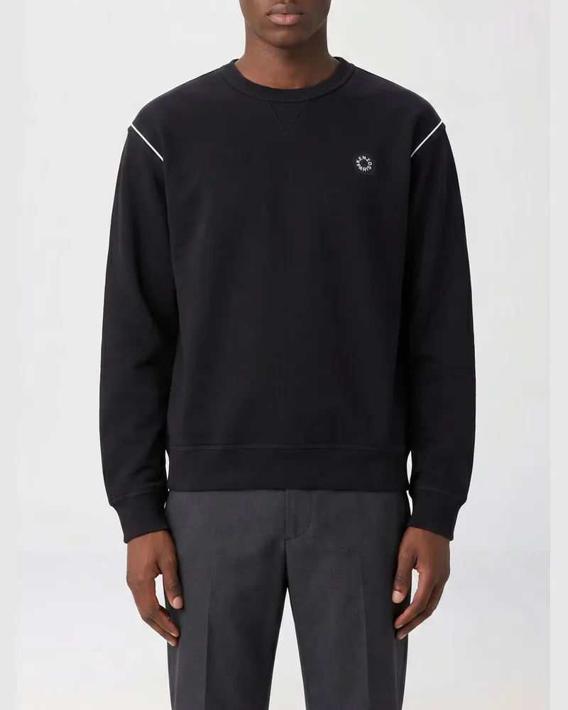 Kenzo Baumwoll-Rundhalspullover mit Logo Schwarz