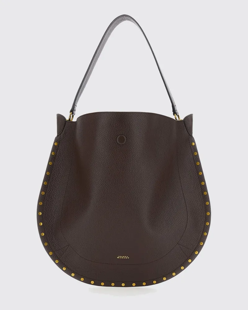 Isabel Marant Oskan Hobo-Tasche aus Kalbsleder mit Nieten und herausnehmbarer Pochette Braun