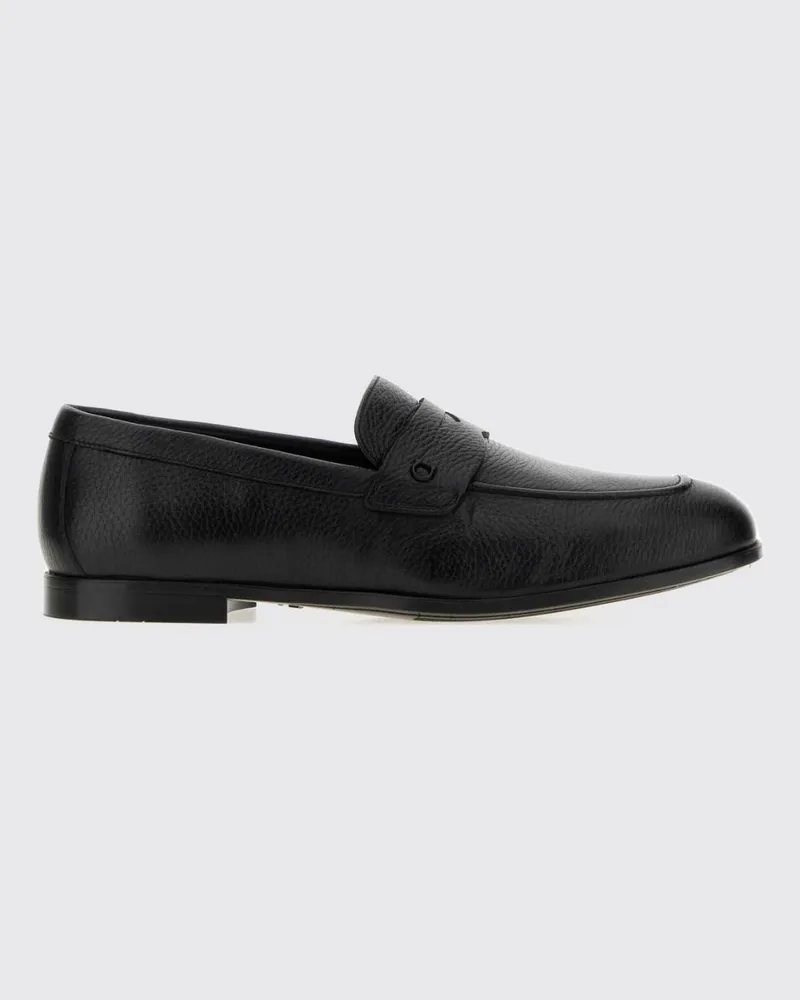 Ferragamo Penny-Loafer aus Hirschleder mit appliziertem Gancini-Logo Schwarz