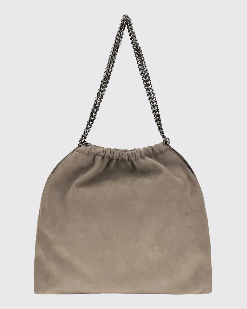 Stella McCartney Mittlere Falabella Schultertasche aus Kunstleder in Wildlederoptik Grau