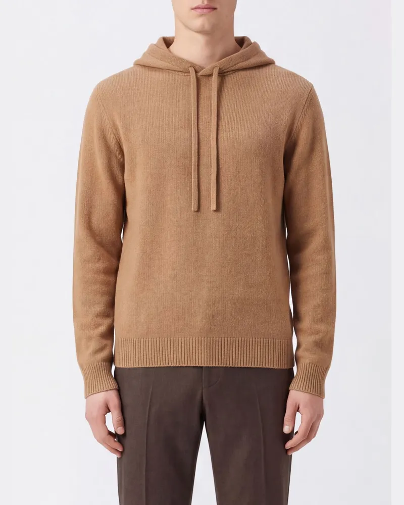 Roberto Collina Strick-Hoodie aus Merinowolle von Beige