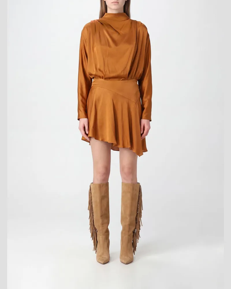 Étoile Isabel Marant Asymmetrisches Minikleid Neline mit Stehkragen Honey