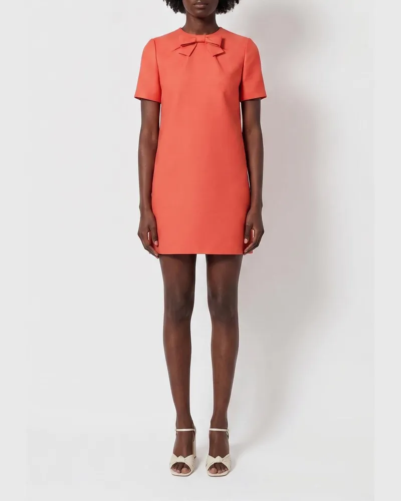 Valentino Garavani Etui-Minikleid aus Wolle und Seide mit Schleifendetail und V-Ausschnitt Pink