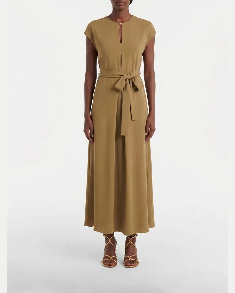 Max Mara A-Linien-Midikleid aus Stretch-Viskose mit kurzen Ärmeln Nude