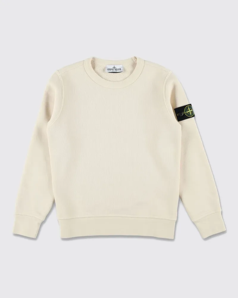 Stone Island Baumwoll-Sweatshirt mit Rundhalsausschnitt für Jungen mit Logo-Patch Yellow