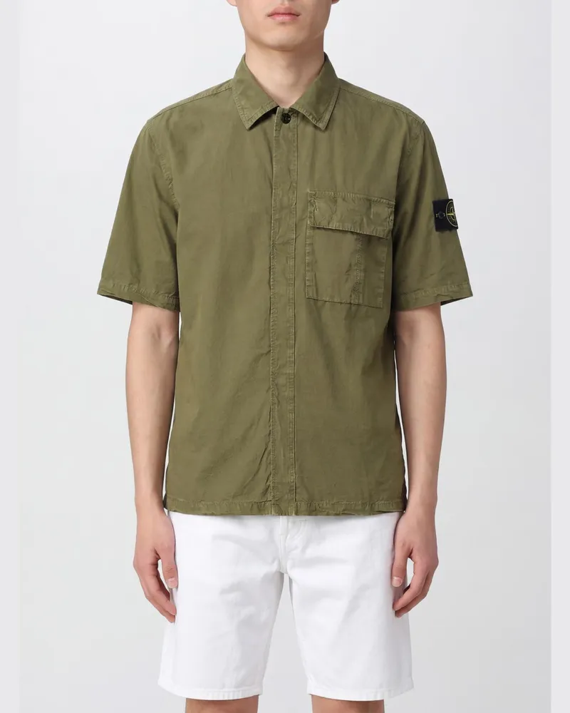 Stone Island Freizeit-Baumwollhemd Military