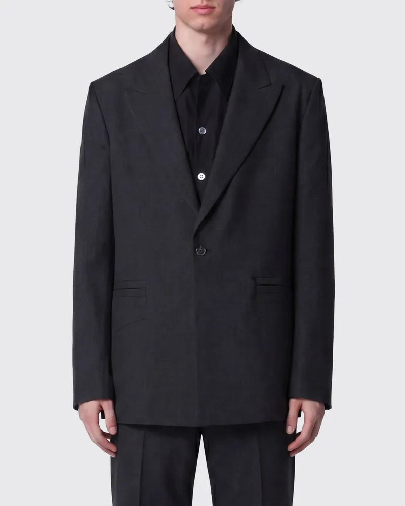 Namacheko Einreihiger Blazer aus reiner Wolle mit steigendem Revers Schwarz