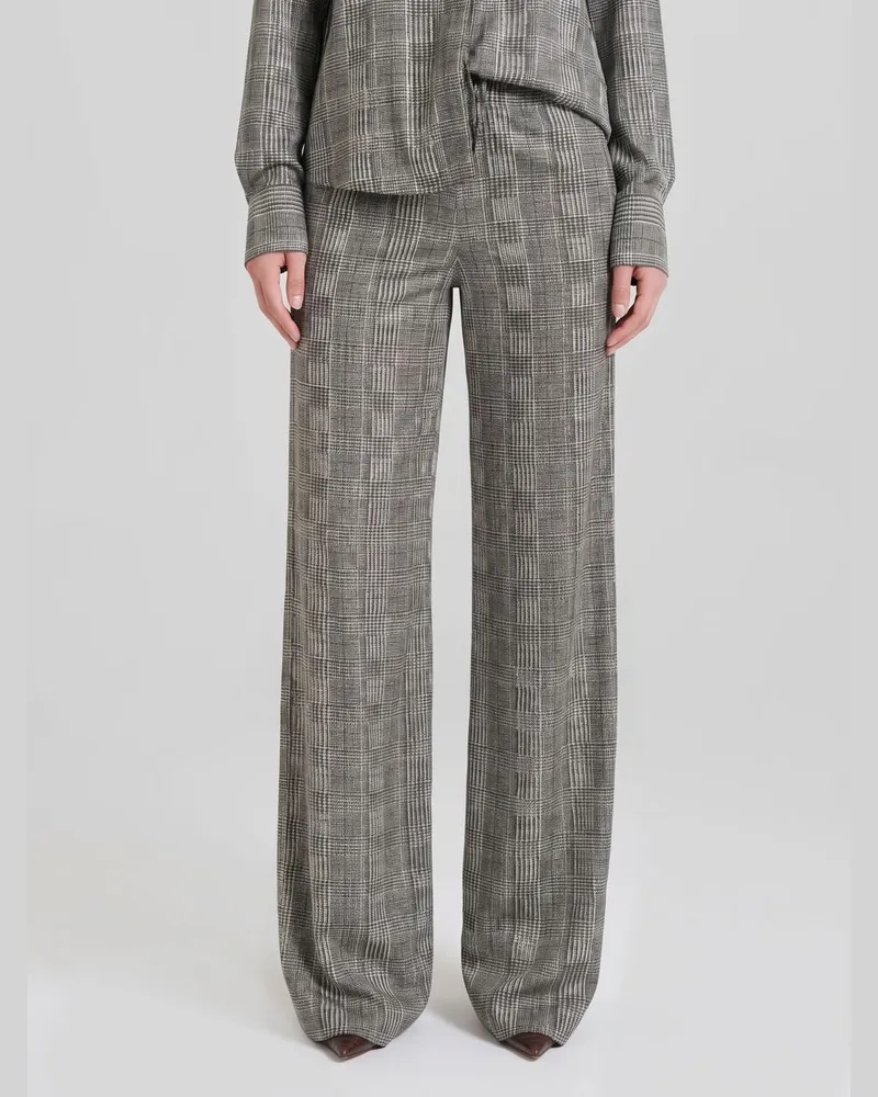 Ermanno Scervino Weit geschnittene Hose von aus Viskose mit Prince-of-Wales-Muster und hoher Taille Grau