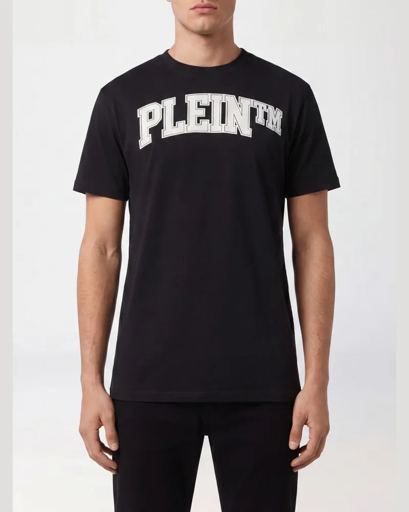 Philipp Plein Baumwoll-T-Shirt mit kontrastierendem Lettering-Logoprint auf der Vorderseite Schwarz