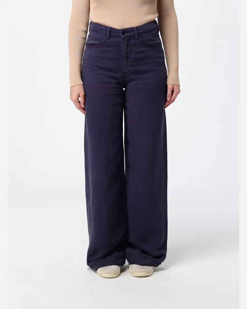 Emporio Armani Weite Hose aus Leinenmischung Lila