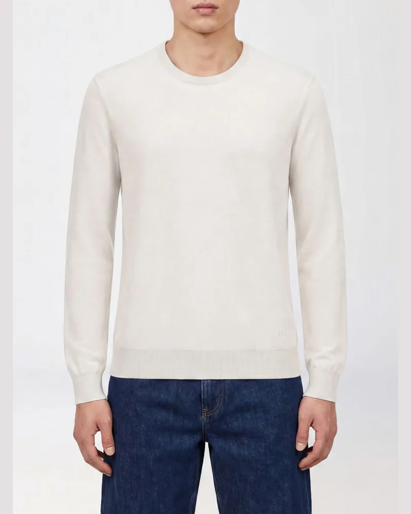 Fay Basic-Pullover aus Baumwolle und Seide Ivory