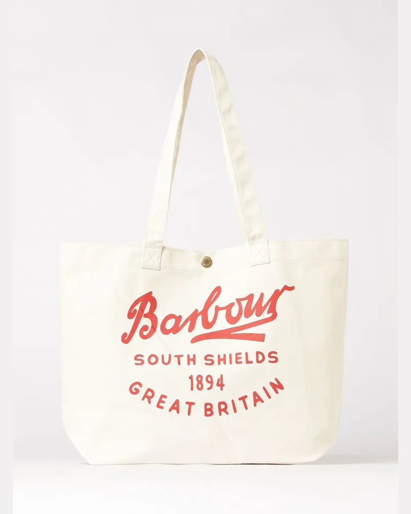 Barbour Script Baumwoll-Canvas-Tasche Beige