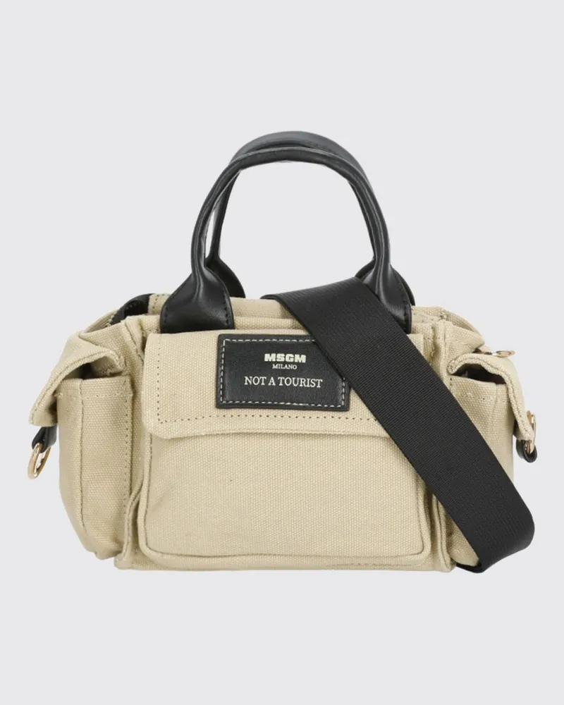 MSGM Baumwoll-Canvas-Tasche Beige