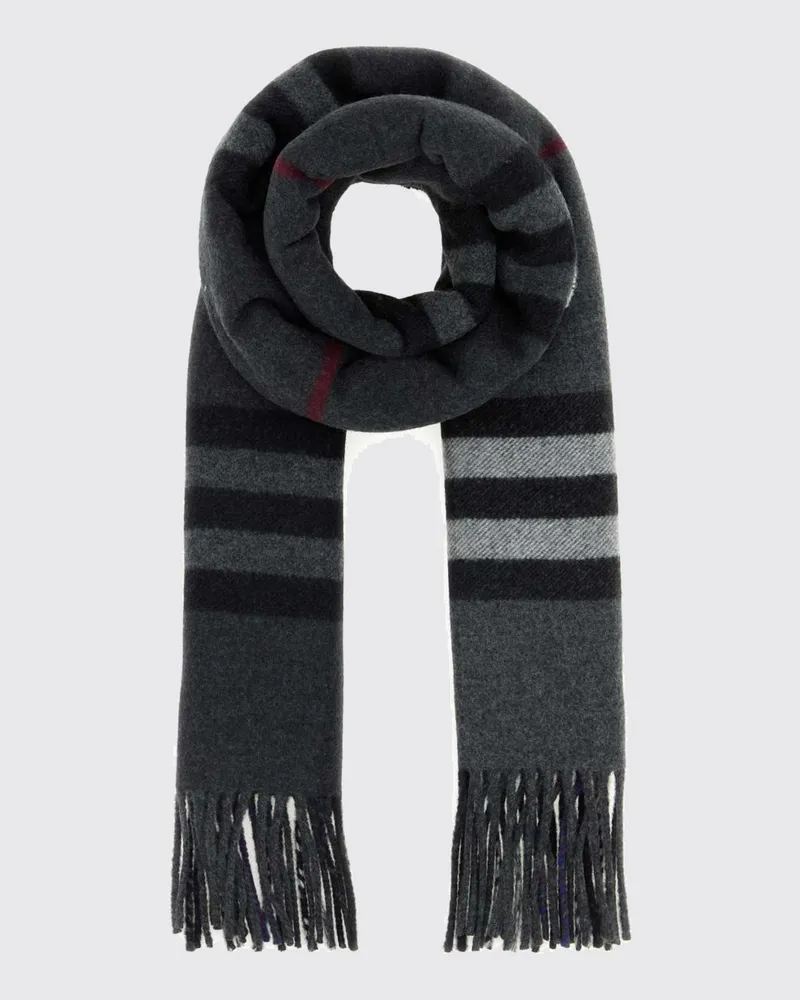Burberry Schal aus reinem Kaschmir mit klassischem Tartan-Muster Grau