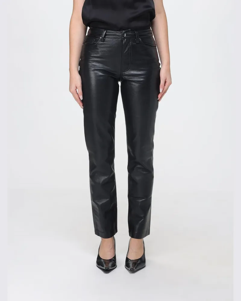 Anine Bing Slim Fit Skinny-Hose aus recyceltem Leder von mit mittlerer Leibhöhe Schwarz