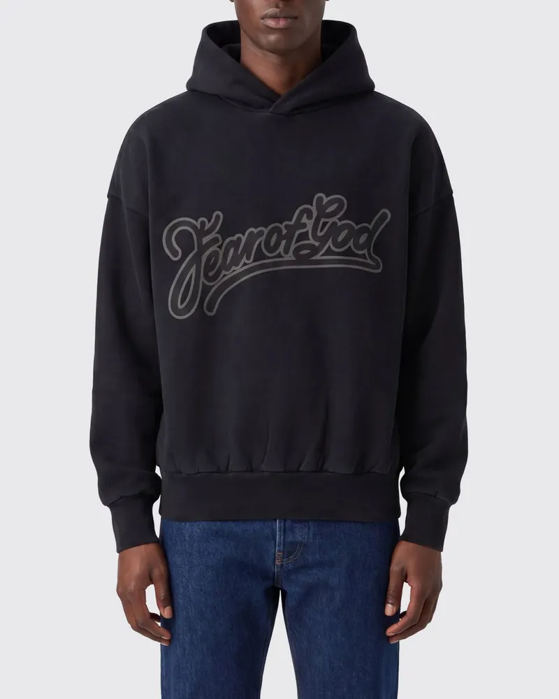 Fear of God Relaxed Fit Hoodie aus Baumwolle mit gedrucktem Logo Schwarz