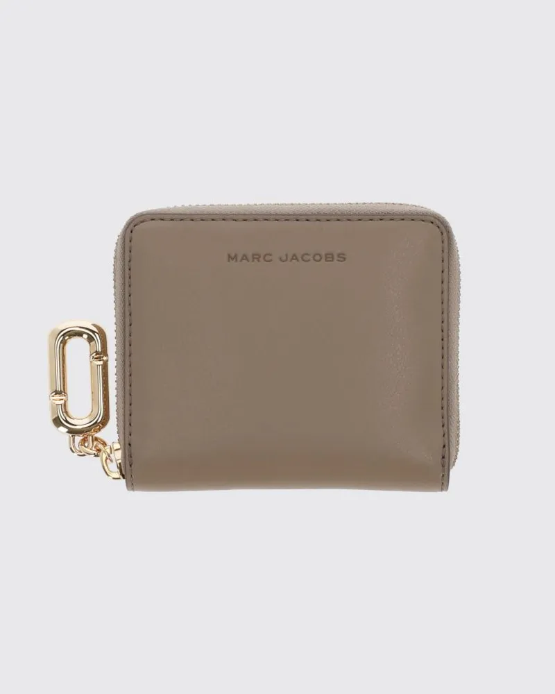 Marc Jacobs Kleines Scene Portemonnaie aus Leder mit Reißverschluss und Kartenfächern Grau