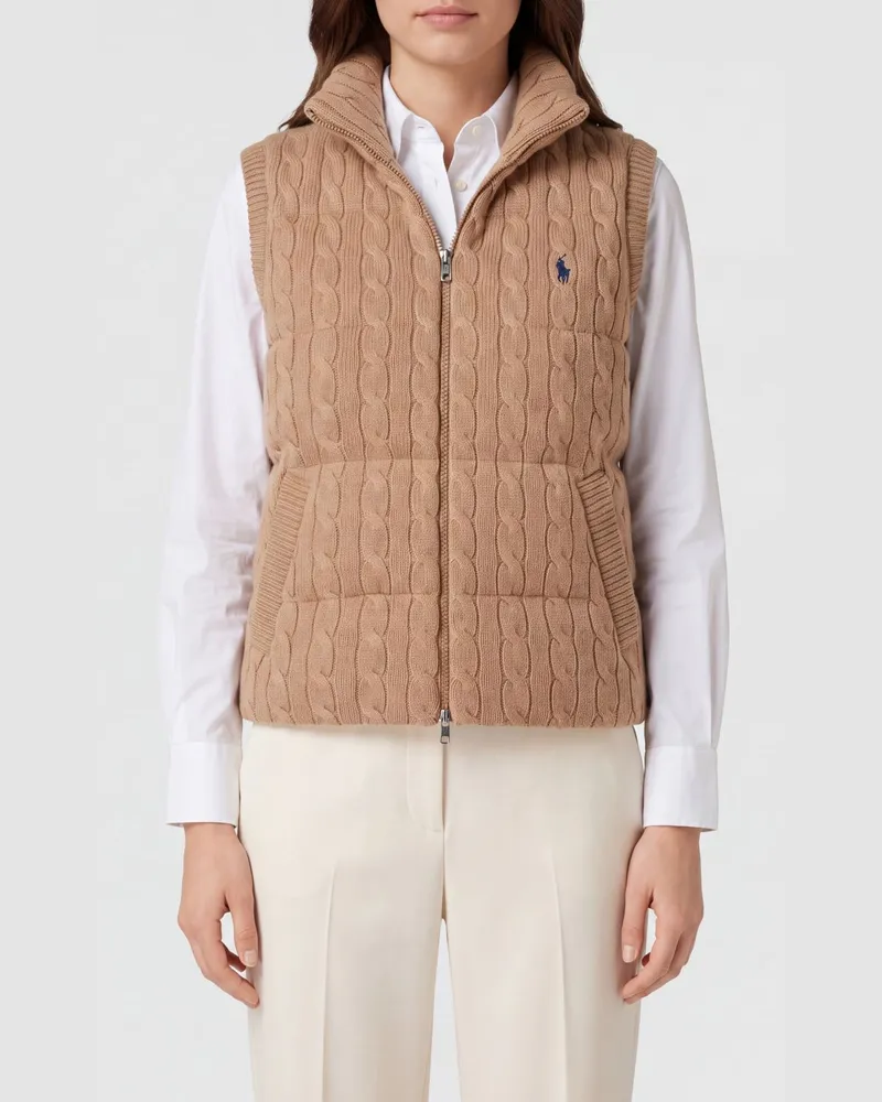 Ralph Lauren Gesteppte Weste aus Wolle und Kaschmir mit Pony-Logo Braun