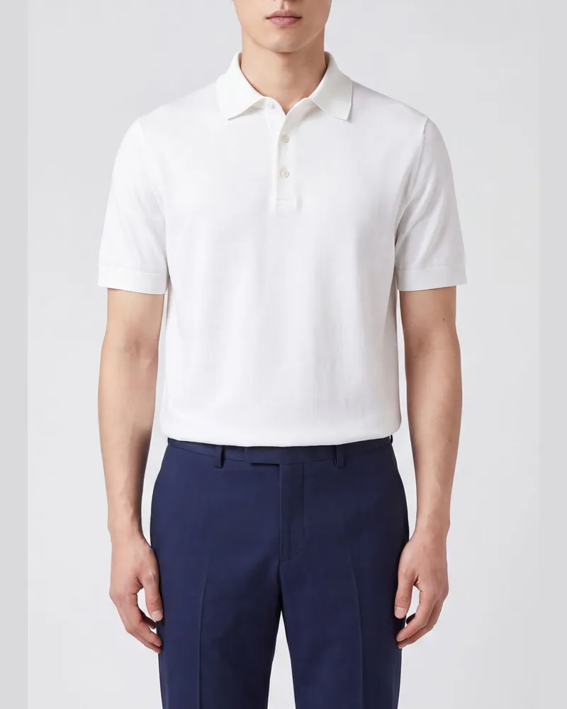 Herno Kurzärmeliges Poloshirt aus reiner Baumwolle mit klassischem Kragen Weiß