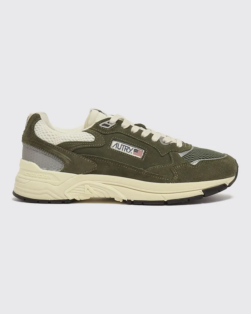 AUTRY Hyperway zweifarbige Low-Top-Sneaker aus Leder und Mesh Grün