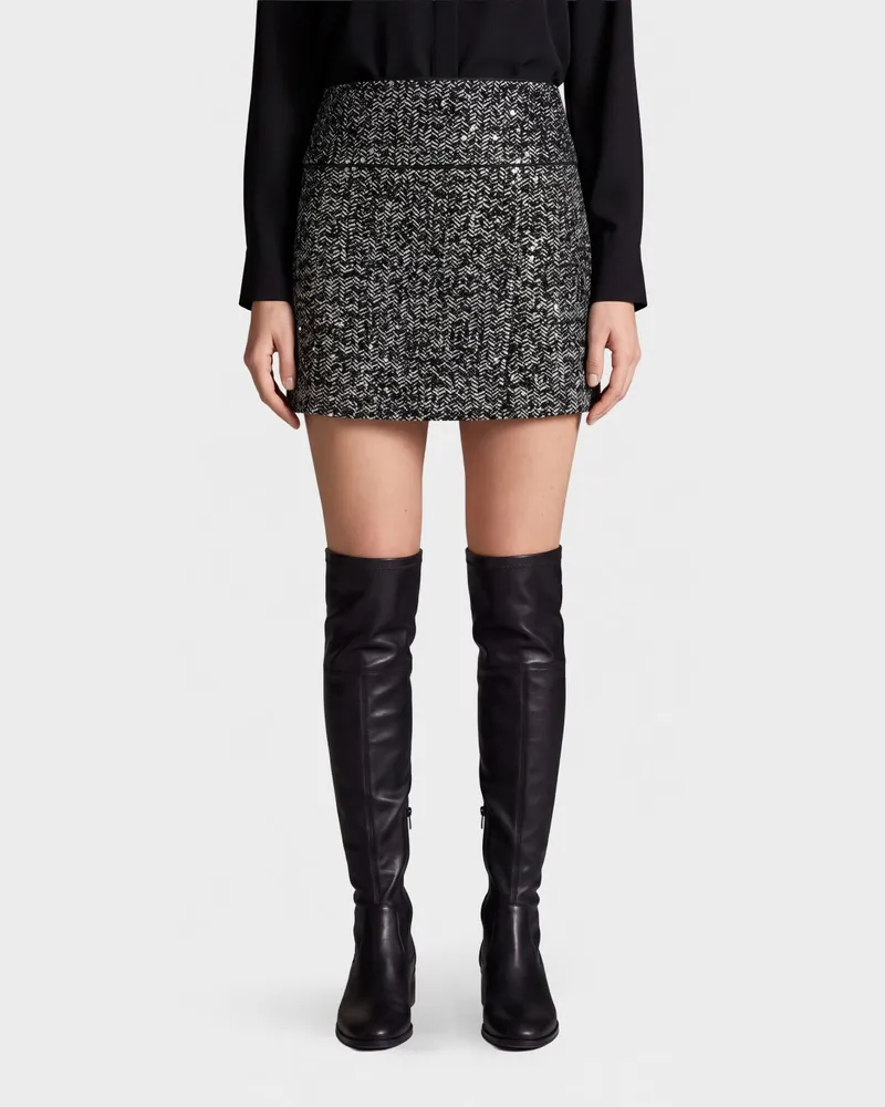Ermanno Scervino Paillettenbesetzter Tweed-Mini-Bleistiftrock aus Wollmischung Schwarz