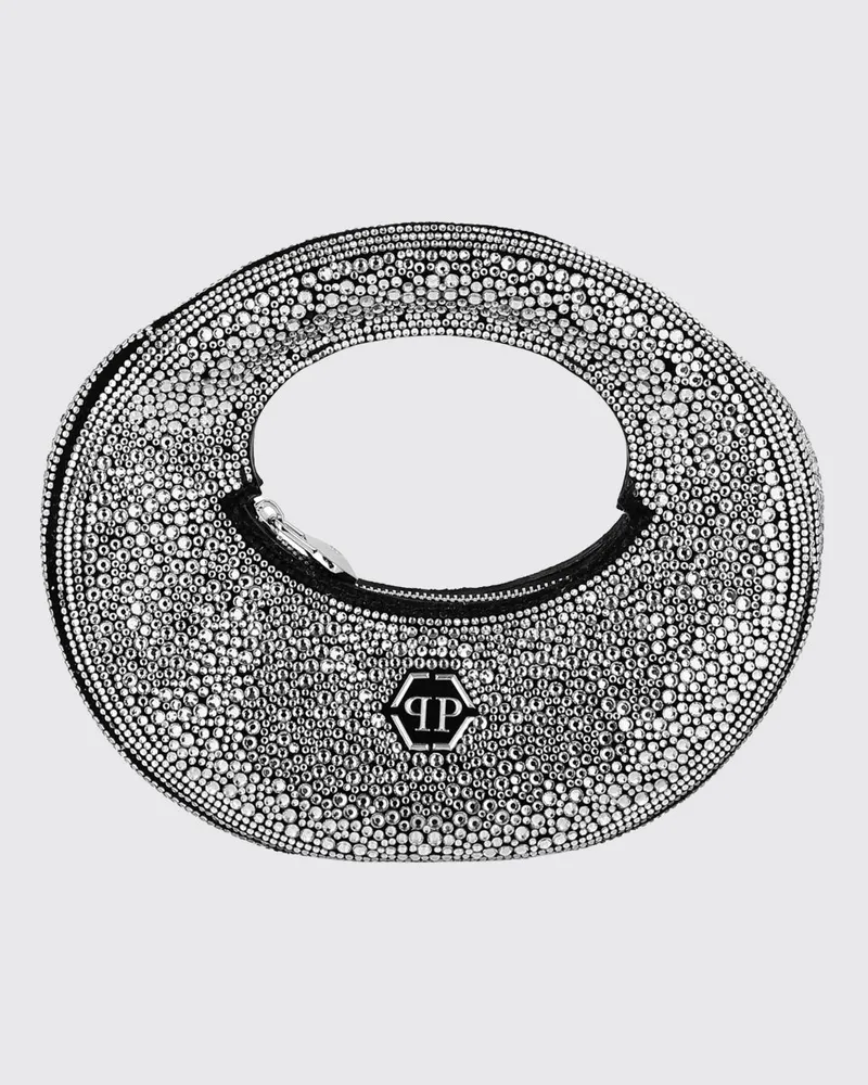 Philipp Plein Wildledertasche mit Strasssteinen Schwarz