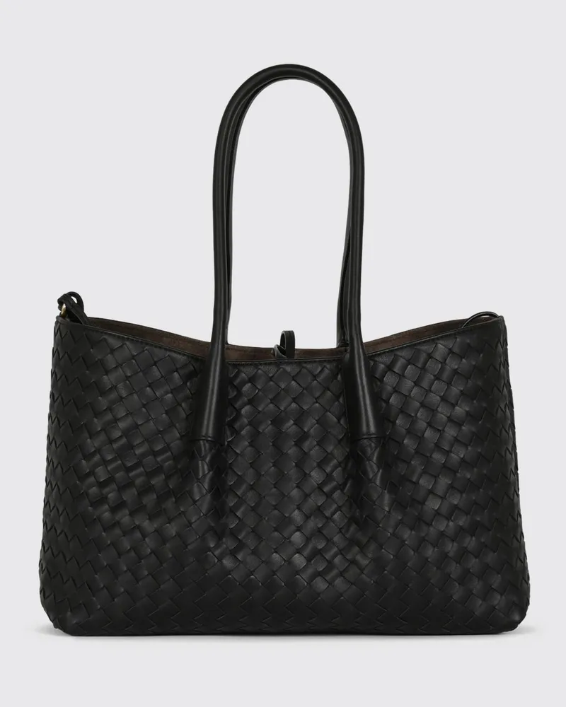 Bottega Veneta Pinacoteca Schultertasche von aus geflochtenem Kalbsleder Schwarz