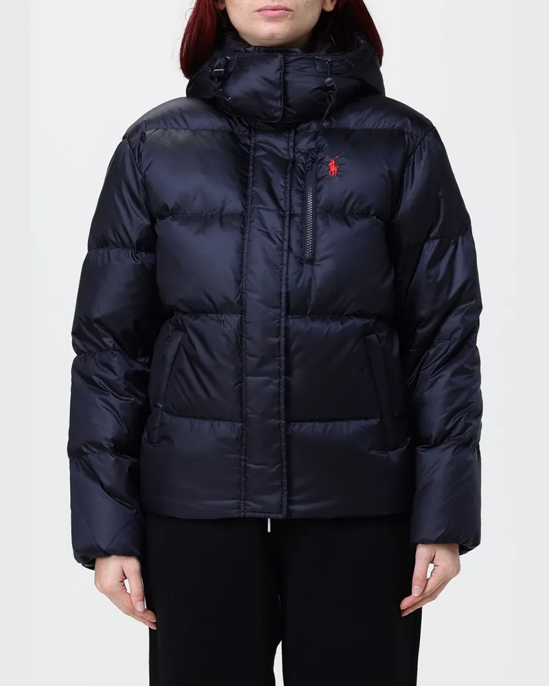 Ralph Lauren Kurze Kapuzen-Daunenjacke aus recyceltem Nylon mit Pony-Logo Blau