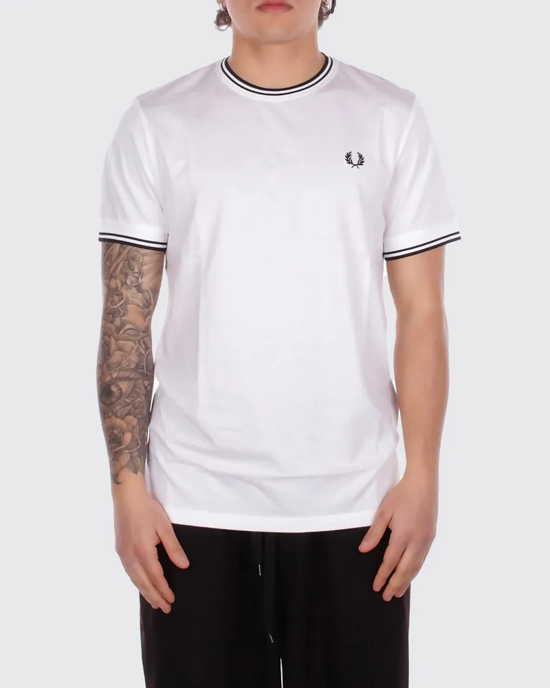 Fred Perry Baumwoll-T-Shirt mit Logo Weiß