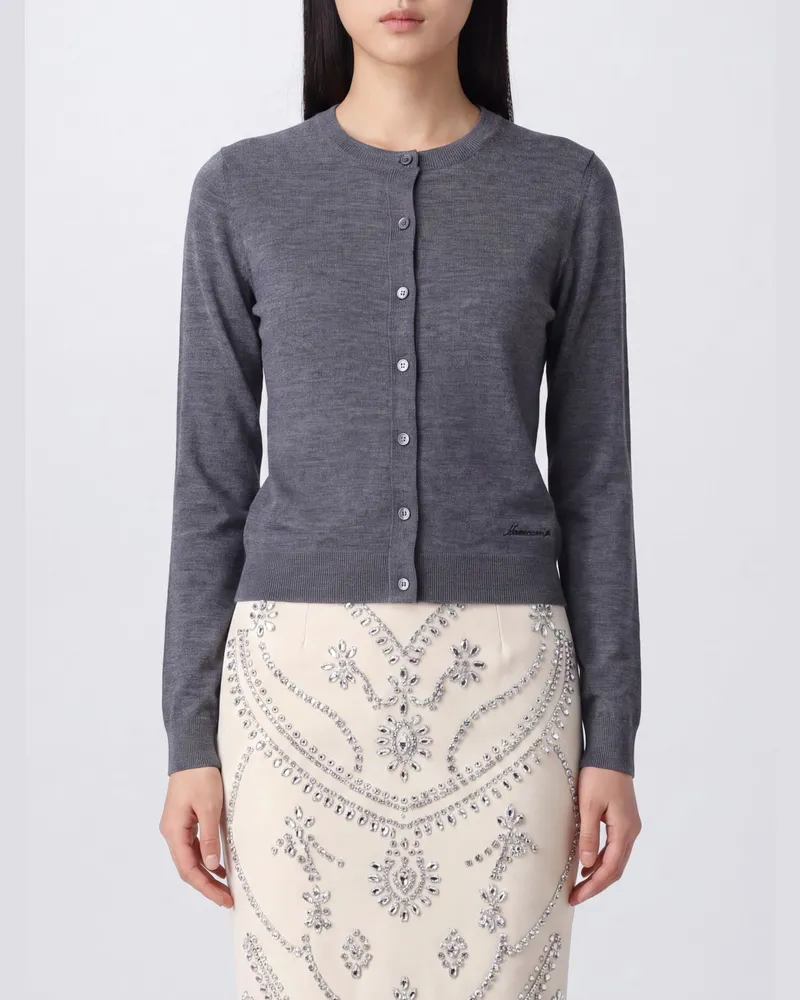 N° 21 Slim-Fit-Cardigan aus reiner Wolle mit Rundhalsausschnitt Grau