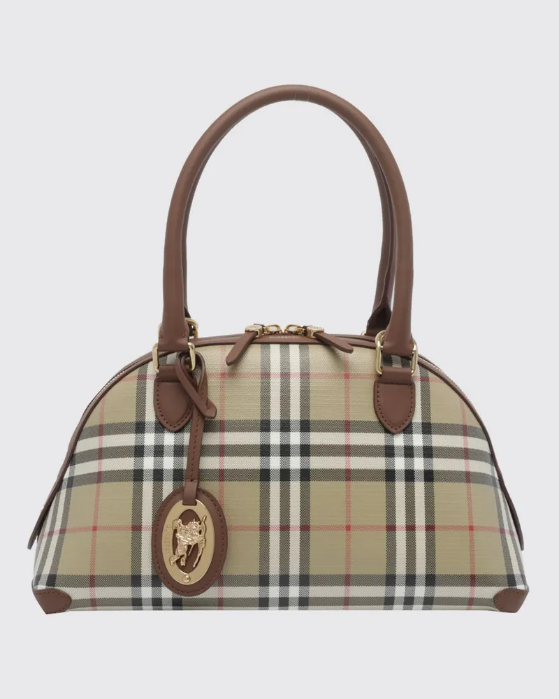Burberry Primrose Bowling-Tasche aus Vintage-Check-Canvas und Leder Braun