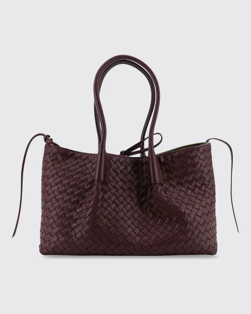 Bottega Veneta Pinacoteca Schultertasche von aus geflochtenem Kalbsleder Weinrot