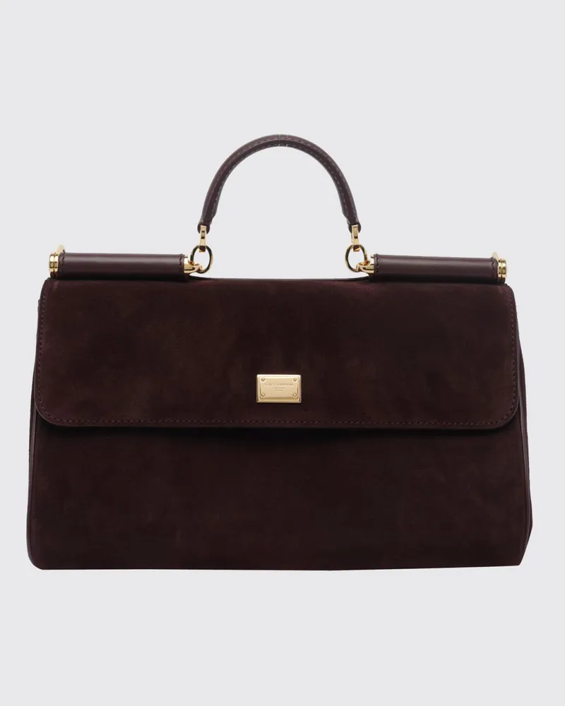 Dolce & Gabbana DOLCE  GABBANA My Sicily Handtasche Dolce & Gabbana aus Kalbsveloursleder mit Vorhängeschloss Burgunderrot