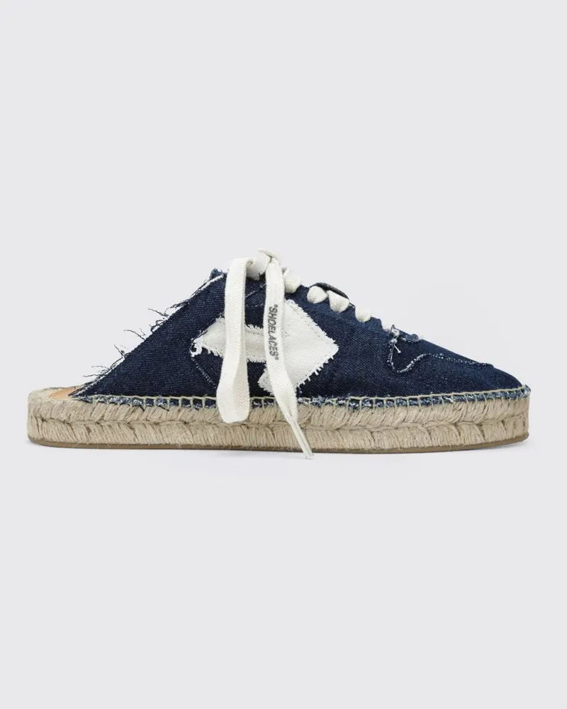 OFF-WHITE Arrow Espadrille-Clogs aus Baumwoll-Denim mit Logo und Jutesohle Blau