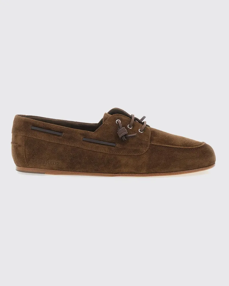 Dsquared2 Bootsschuhe aus Velourskalbsleder mit geprägtem Logo Braun