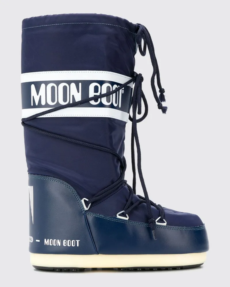 Moon Boot Icon Nylon-Schneestiefel mit Logo und Schnürung Navy
