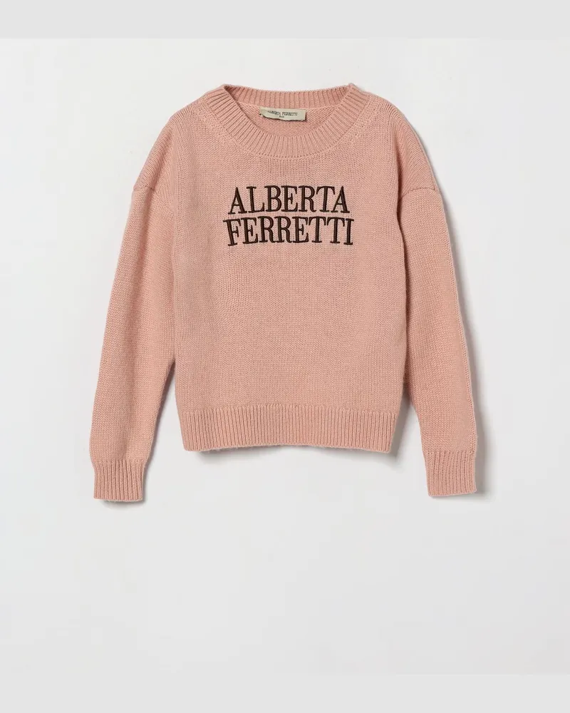 Alberta Ferretti Slim-Fit-Pullover für Mädchen aus Baumwolle mit Jacquard-Logo Pink