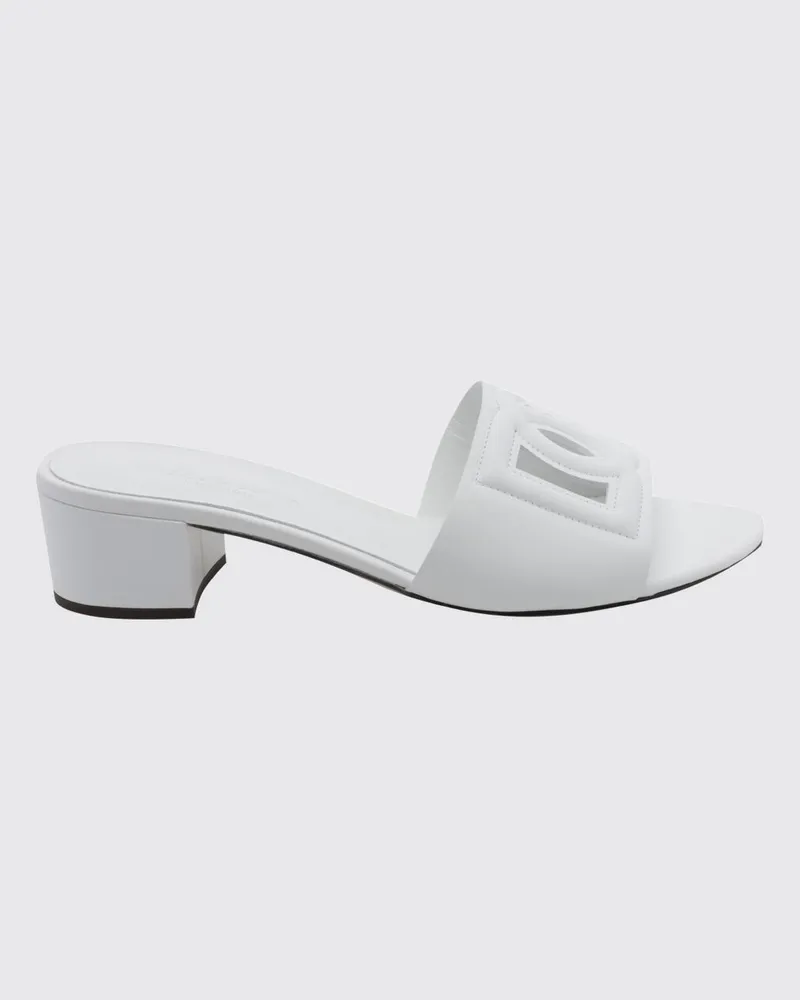 Dolce & Gabbana DOLCE  GABBANA Kalbsleder-Mules mit ausgeschnittenem DG-Monogramm von Dolce & Gabbana Weiß