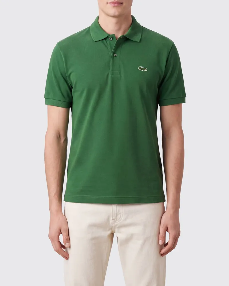 Lacoste Klassisches kurzärmeliges Baumwoll-Poloshirt von mit Logo-Patch Grün