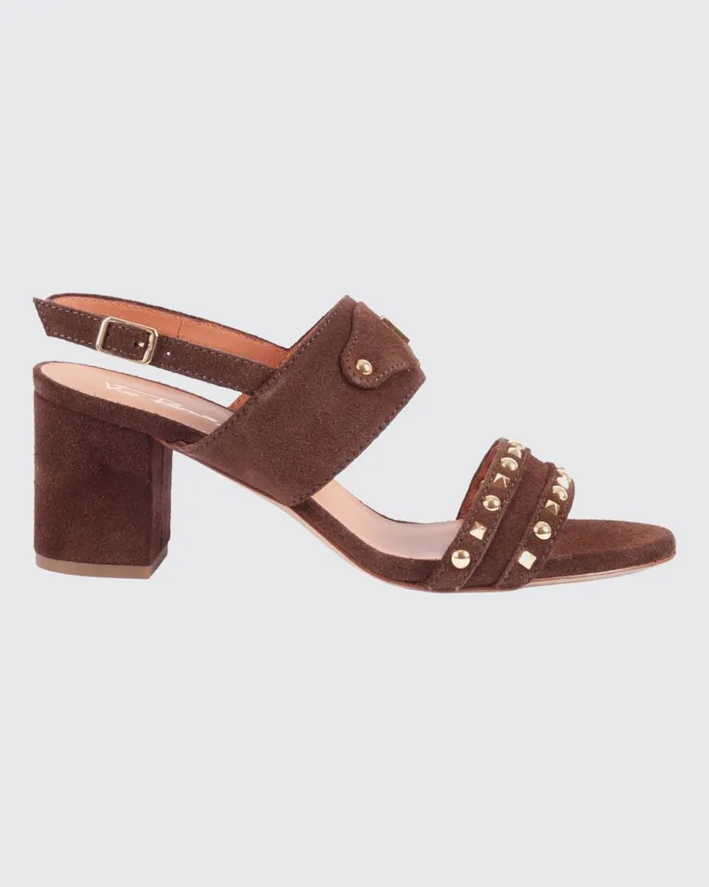 Via Roma 15 Wildleder-Sandalen mit Nieten Braun