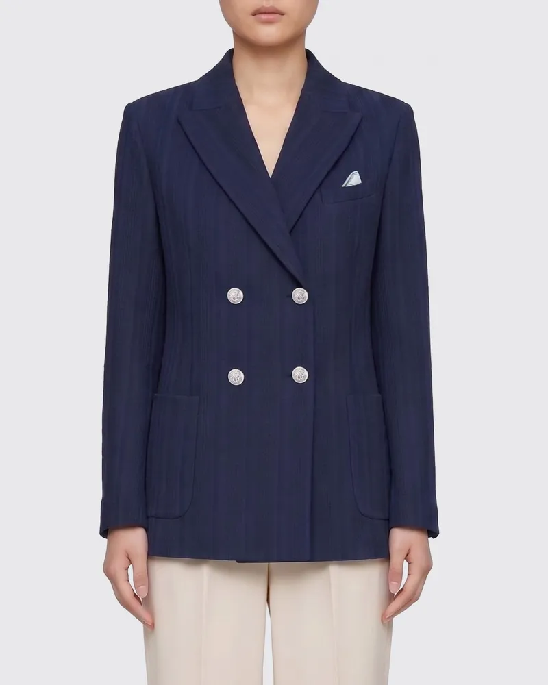 CIRCOLO 1901 Zweireihige Jacke aus Baumwolle Blau