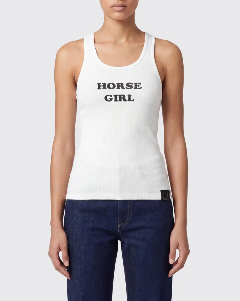Stella McCartney Slim-Fit Tanktop von aus Baumwolle mit Slogan-Print Weiß