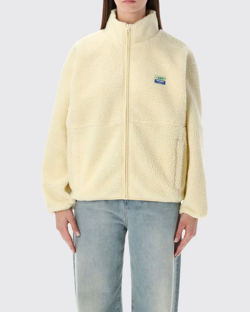 American Vintage Kurze Fleecejacke mit Stehkragen und Reißverschluss Beige
