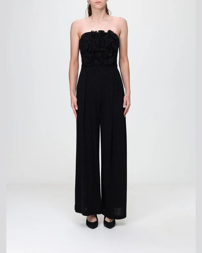 Hanita Schulterfreier Lurex-Overall mit abnehmbaren Trägern Schwarz