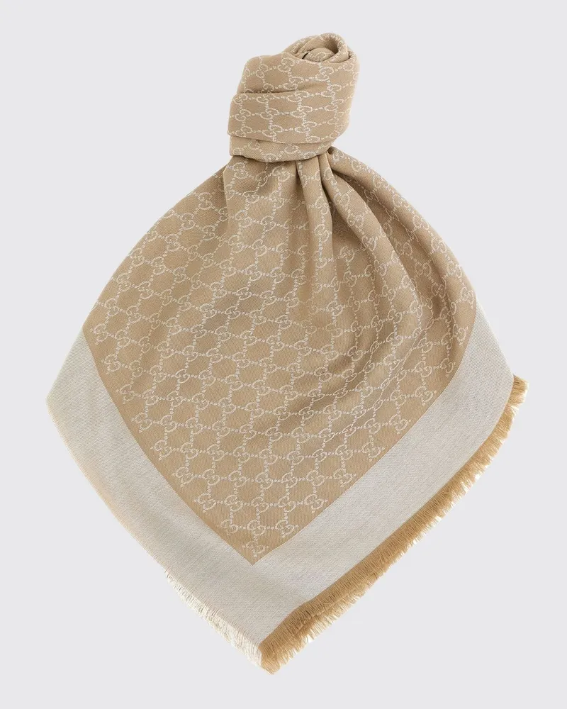 Gucci Schal aus Wolle und Seide Beige