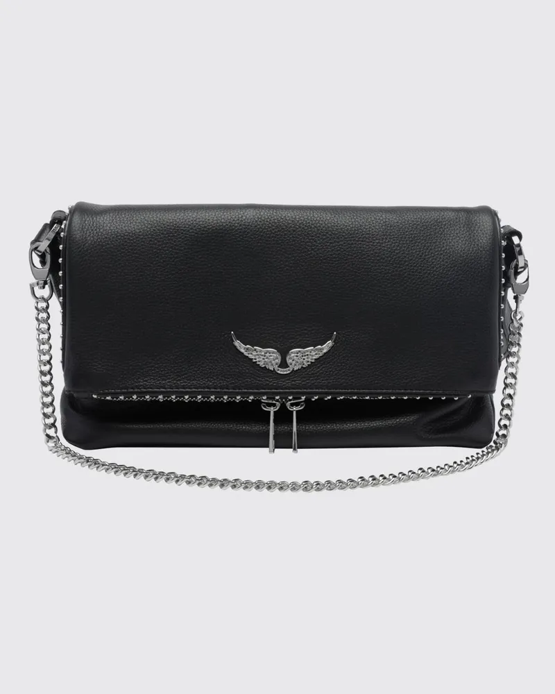Zadig & Voltaire ZADIG  VOLTAIRE Rocky Umhängetasche von Zadig & Voltaire aus genarbtem Kalbsleder mit Nieten Schwarz