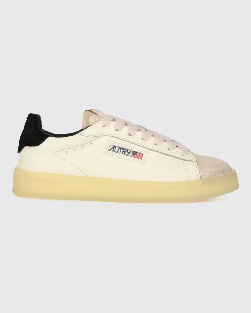 AUTRY Dallas Low zweifarbige Kalbsleder-Sneaker mit gepolstertem Low-Top-Knöchel Bianco
